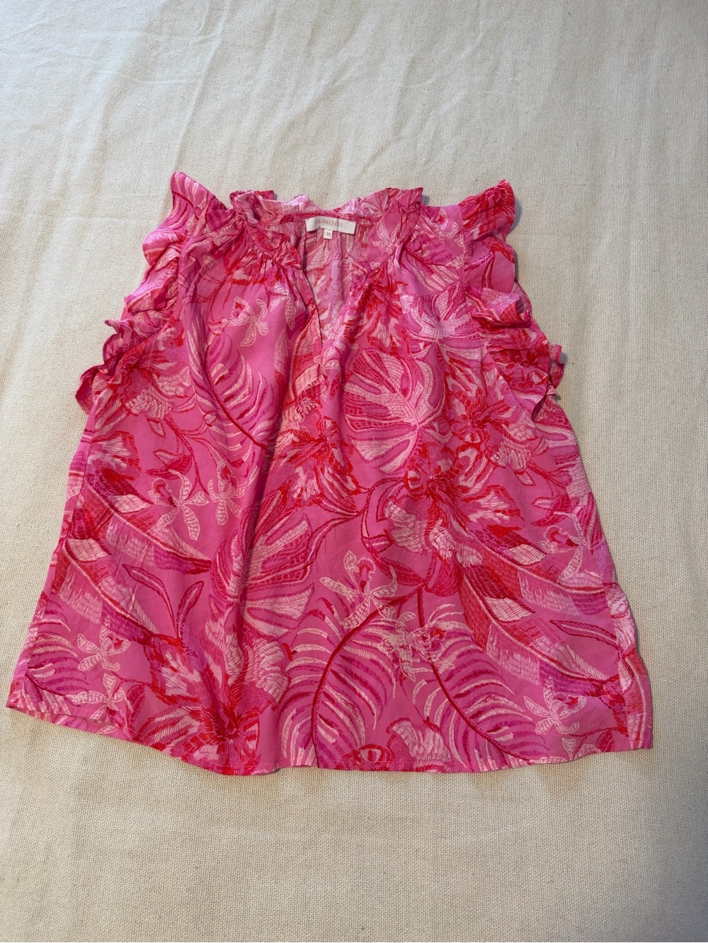 Olivaceous Pink Floral Ruffle Sleeve Blouse